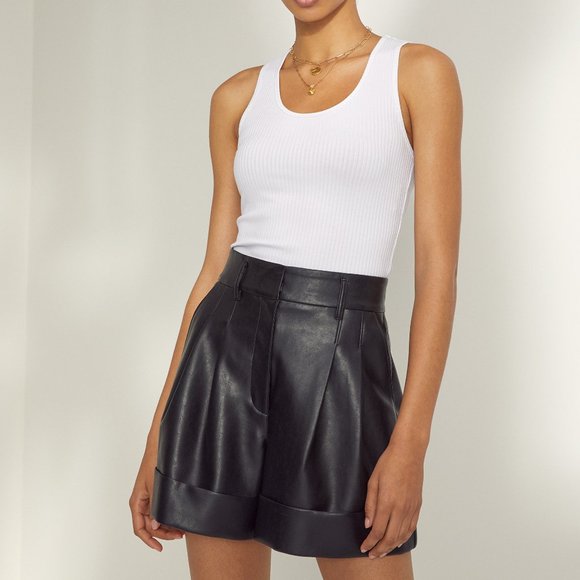 ARITZIA Wilfred Labyrinth Cuffed Faux Leather Shorts - Picture 1 of 15